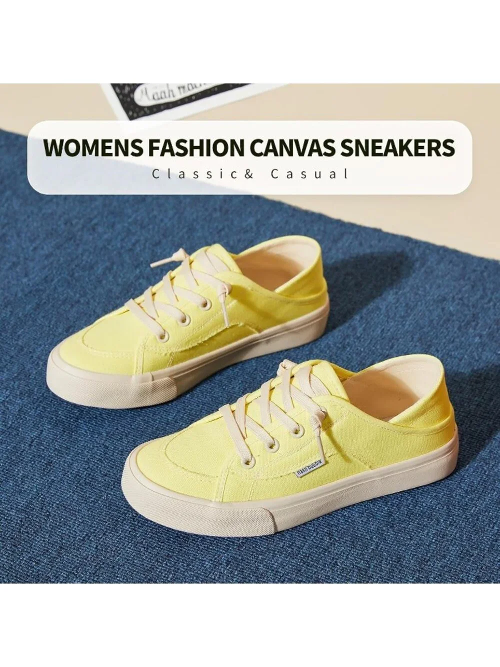 Women's Yellow Round Toe Solid Non Slip Fashion Slip on Loafer Sneaker Shoes